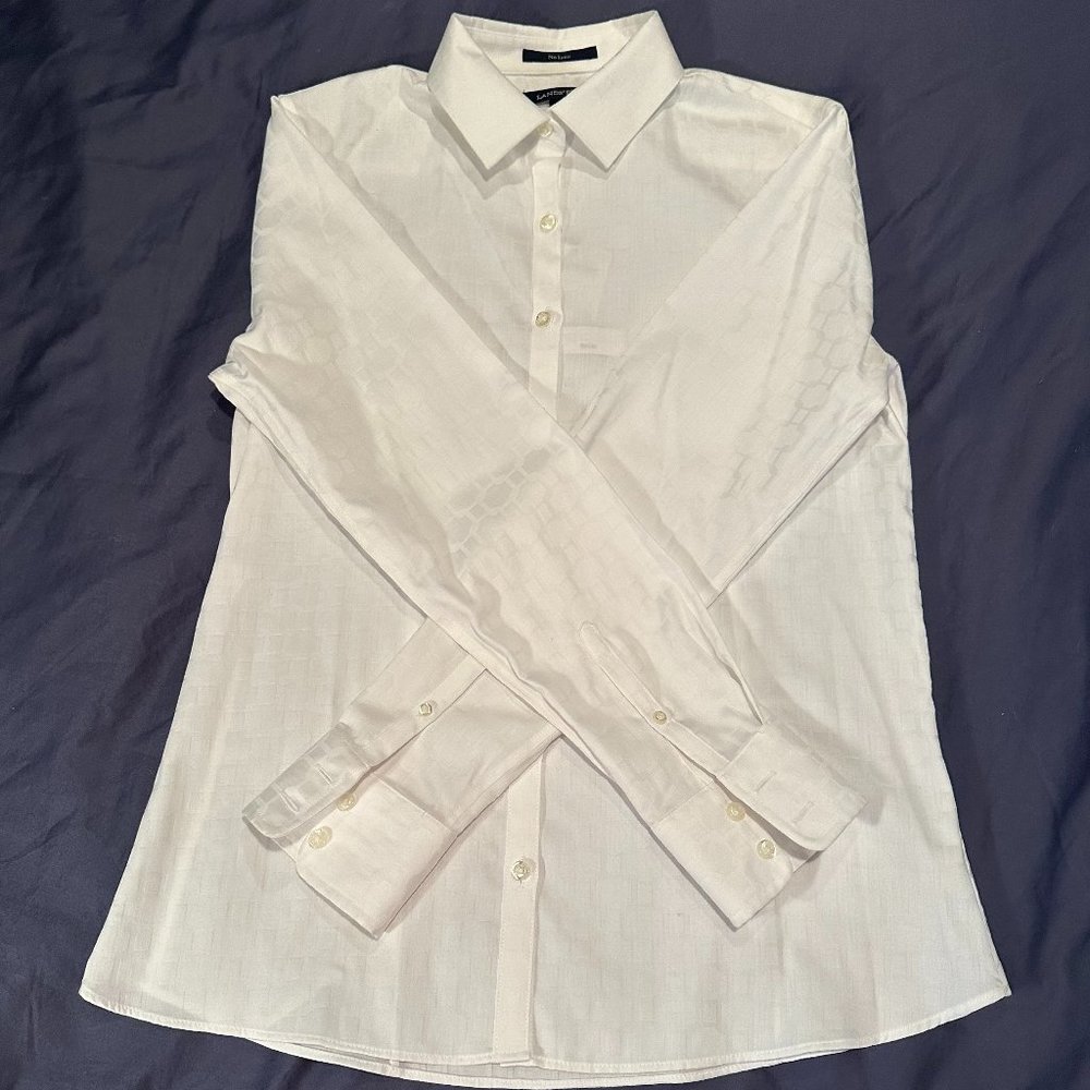 NWT Lands' End Long-Sleeve, Tapered, Jacquard Button-Down Shirt